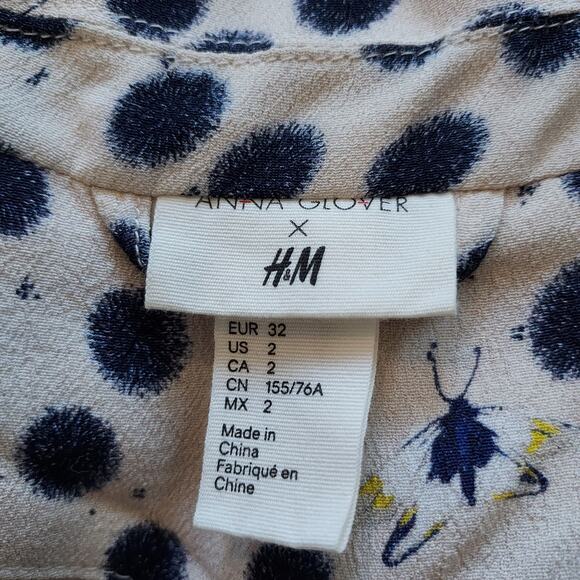 Anna Glover X H&M White Moth Polka Print Blazer Size 2 - Picture 10 of 10